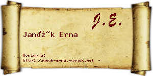 Janák Erna névjegykártya